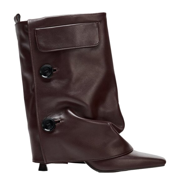 Zara Leather Gaiter Ankle Boots 1123/610/022 - Picture 1 of 9